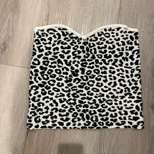 Express Black and White Cheetah Print Tube Top